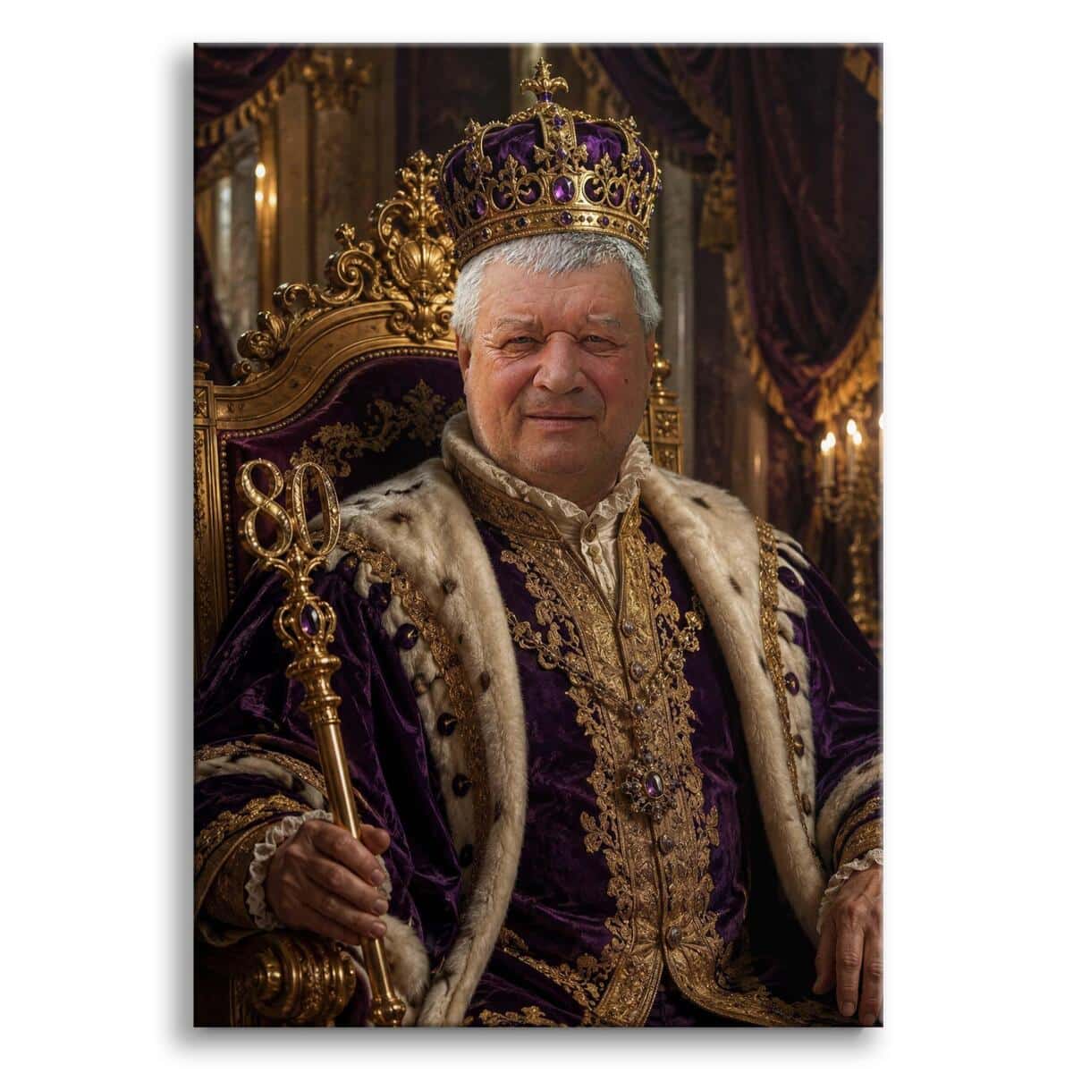 Personalizowany Obraz na Płótnie Król na 80 Urodziny | Portret ze Zdjęcia 31457 - zdjęcie 2
