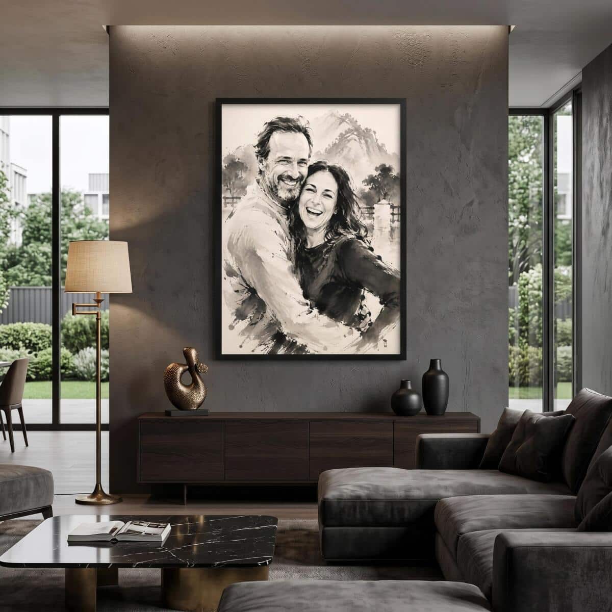 Plakat Personalizowany ze Zdjęcia- Portret Tuszem | Nowoczesny Obraz Para 31392 - zdjęcie 4
