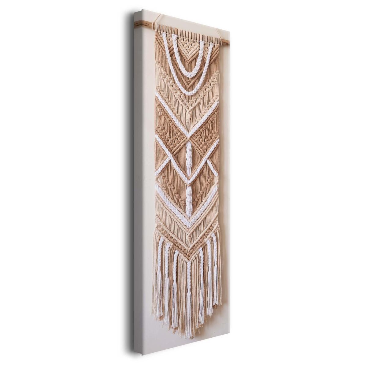 Obraz Boho na Ścianę- Pleciona Makrama | Beżowa Dekoracja do Salonu 31313 - zdjęcie 2