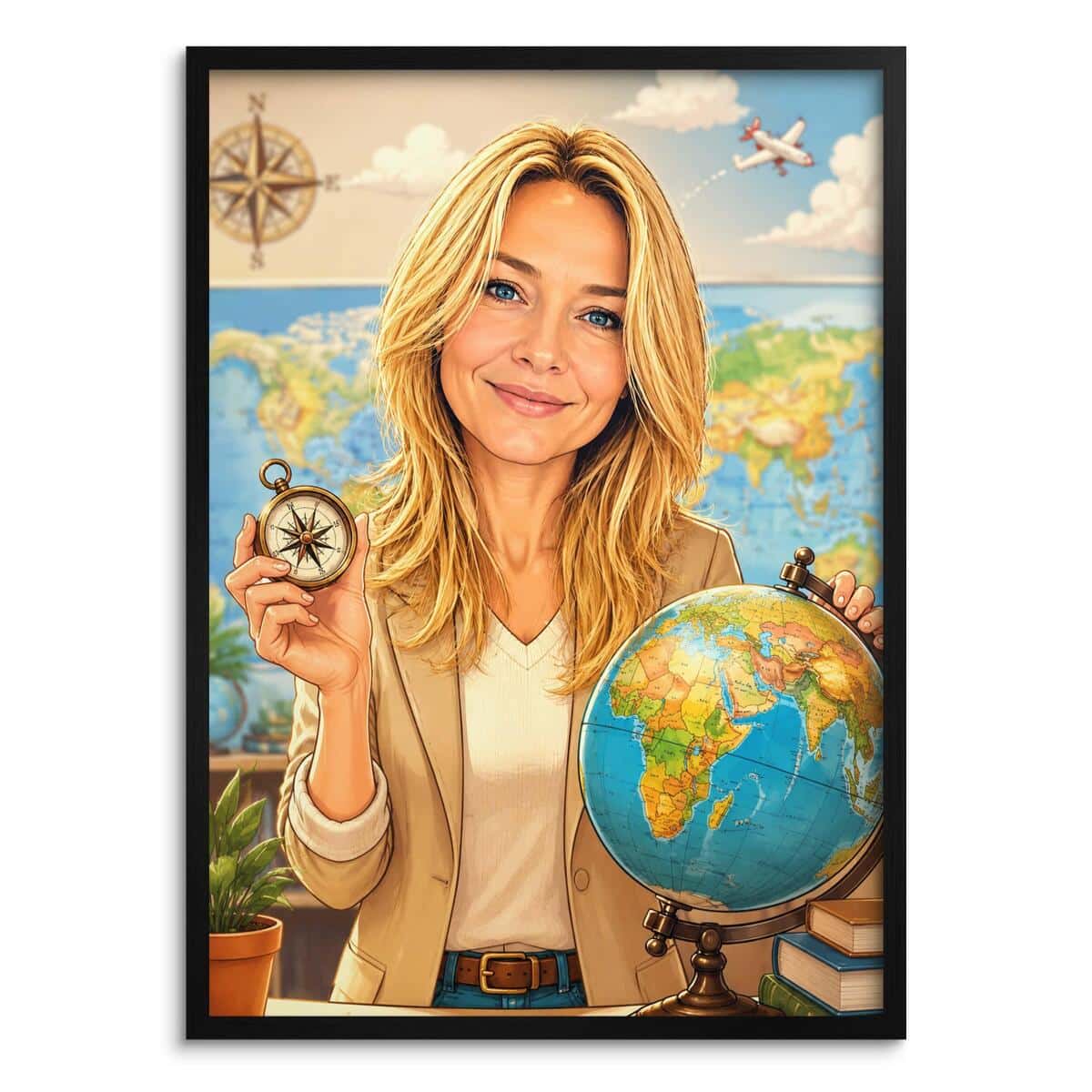 Personalizowany plakat dla nauczyciela geografii na Dzień Nauczyciela | Globus i kompas 31468
