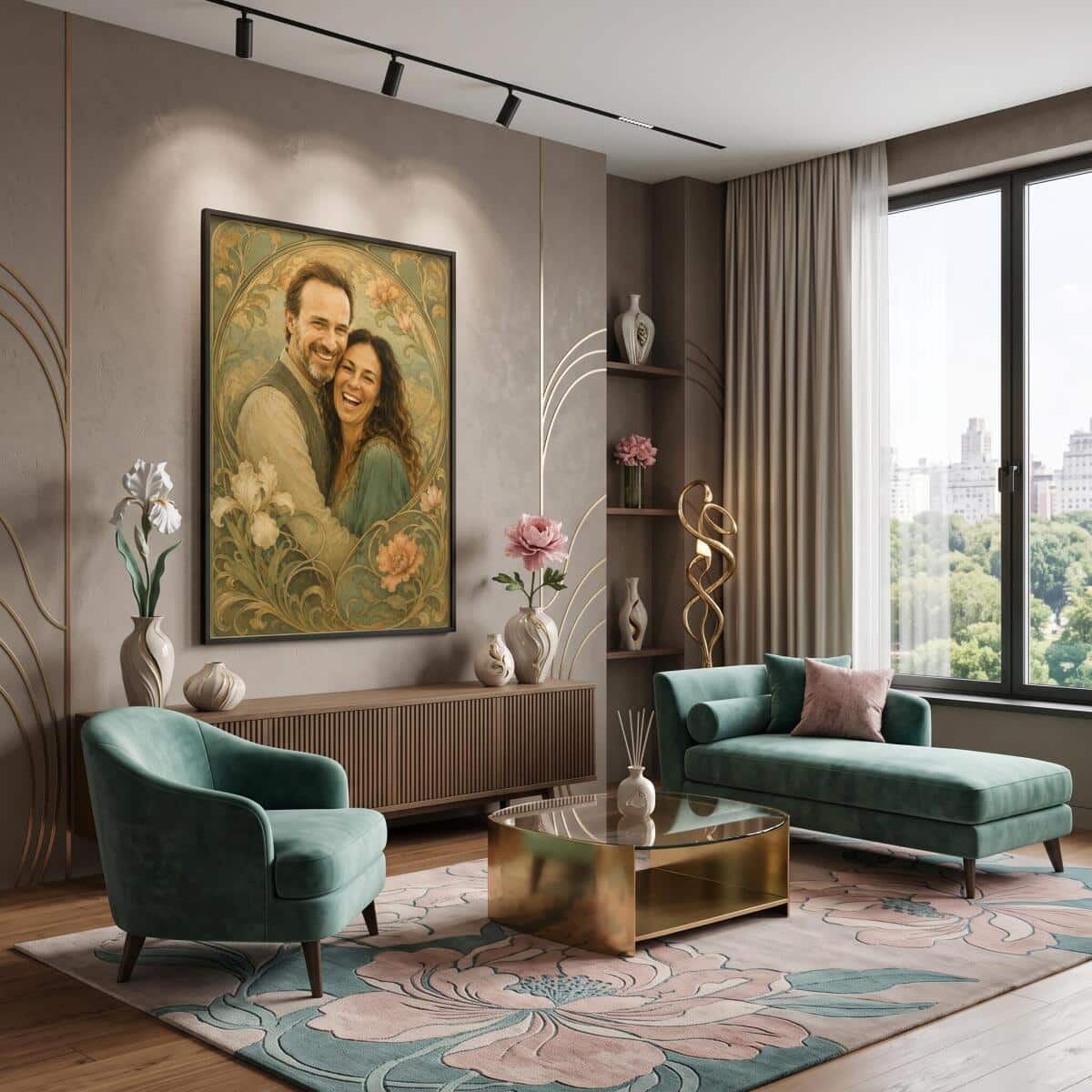 Personalizowany Plakat dla Pary- Vintage Art Nouveau | Wyjątkowy Prezent na Ślub 31381 - zdjęcie 4