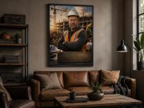 Profesjonalny Plakat ze Zdjęcia – Portret Budowlańca | Portret z Własnym Tekstem 31500 - miniaturka 3