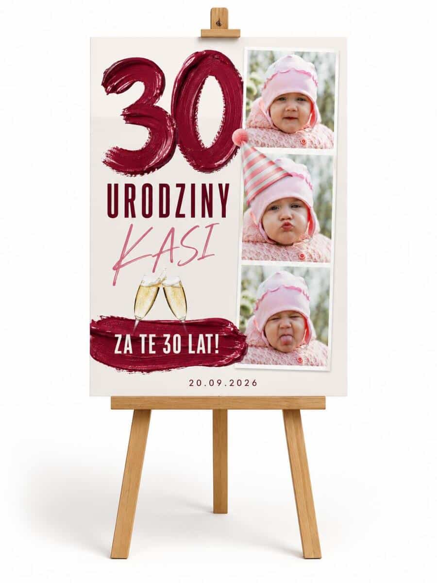 Tablica powitalna na 30 urodziny ze zdjęciem z dzieciństwa | Plakat powitalny dla kobiety 39033 - zdjęcie 4