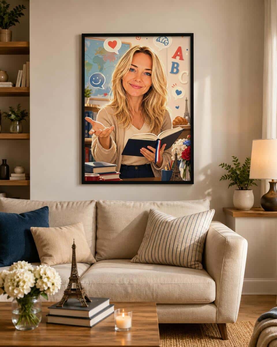 Personalizowany plakat dla nauczyciela języka francuskiego na Dzień Nauczyciela | Portret ze zdjęcia 31472 - zdjęcie 5