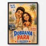 Plakat na 2. Rocznicę Ślubu ze Zdjęcia — Śmieszna Karykatura Pary | Bawełniane Gody 83072 - miniaturka 7