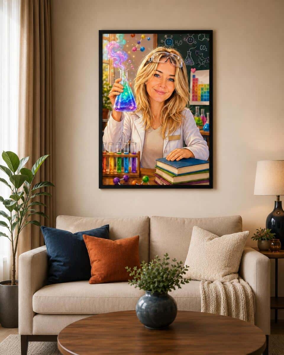 Personalizowany plakat dla nauczyciela chemii na Dzień Nauczyciela | Portret ze zdjęcia 31466 - zdjęcie 8