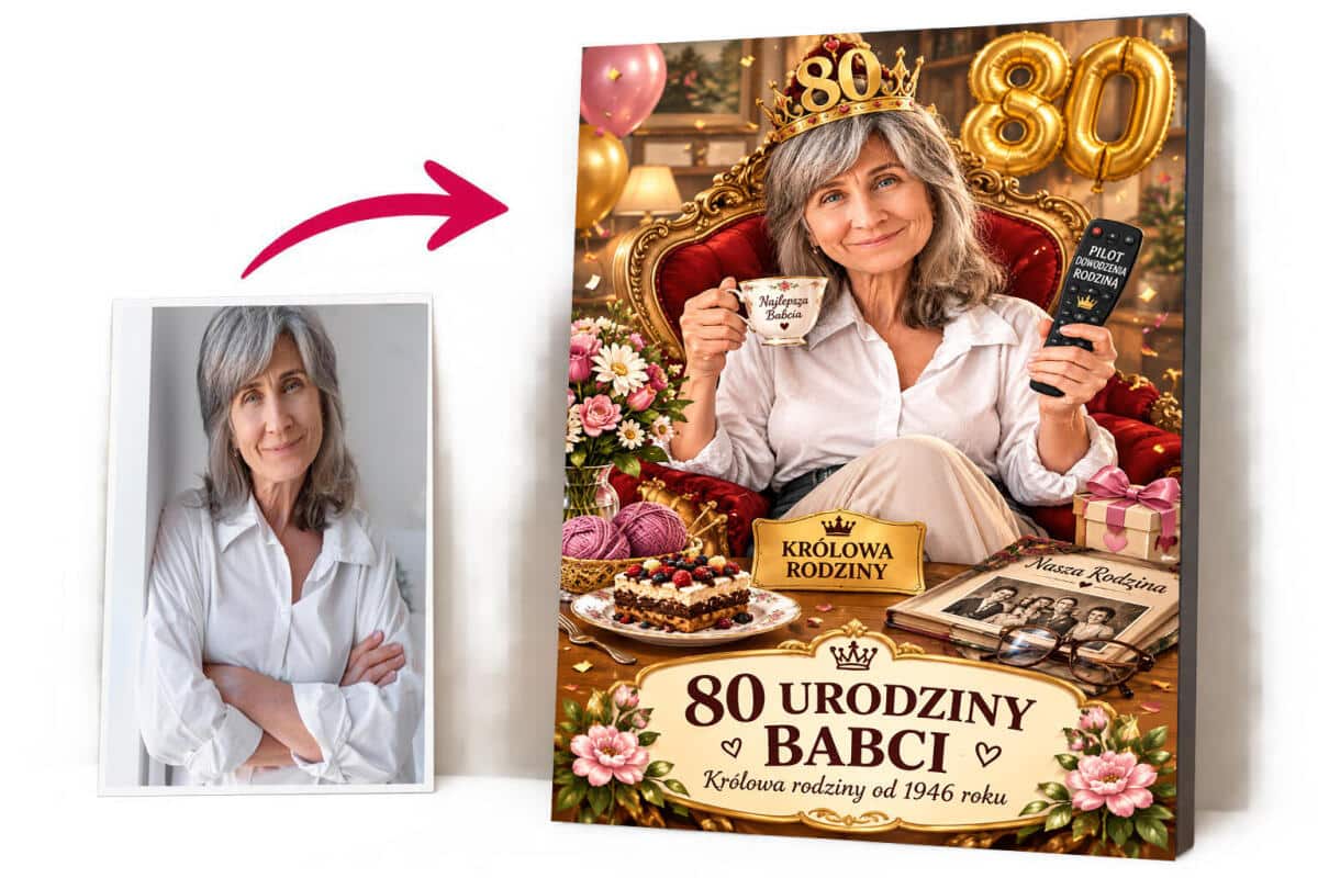 Prezent Obraz na 80 Urodziny dla Babci od Wnuków – Pamiątkowy Prezent Urodzinowy  82497