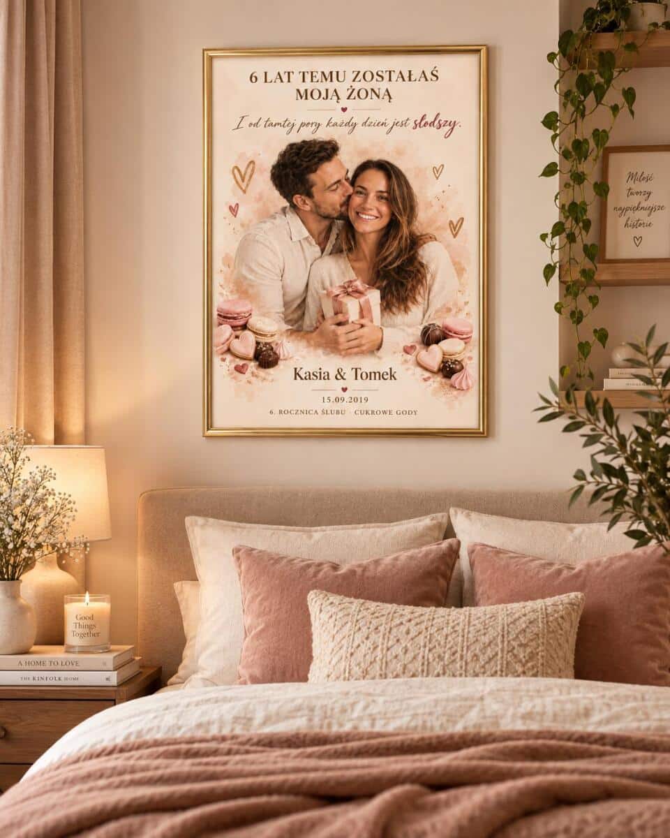Plakat ze zdjęcia- Prezent od Męża na 6 Rocznicę Ślubu | Upominek na Cukrowe Gody dla Żony 39048 - zdjęcie 3