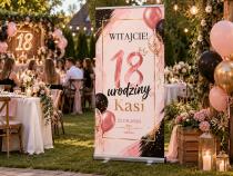Tablica powitalna na 18 urodziny Gotowa Ścianka na osiemnastkę Roll-up 100×200 cm 39063 - miniaturka 4