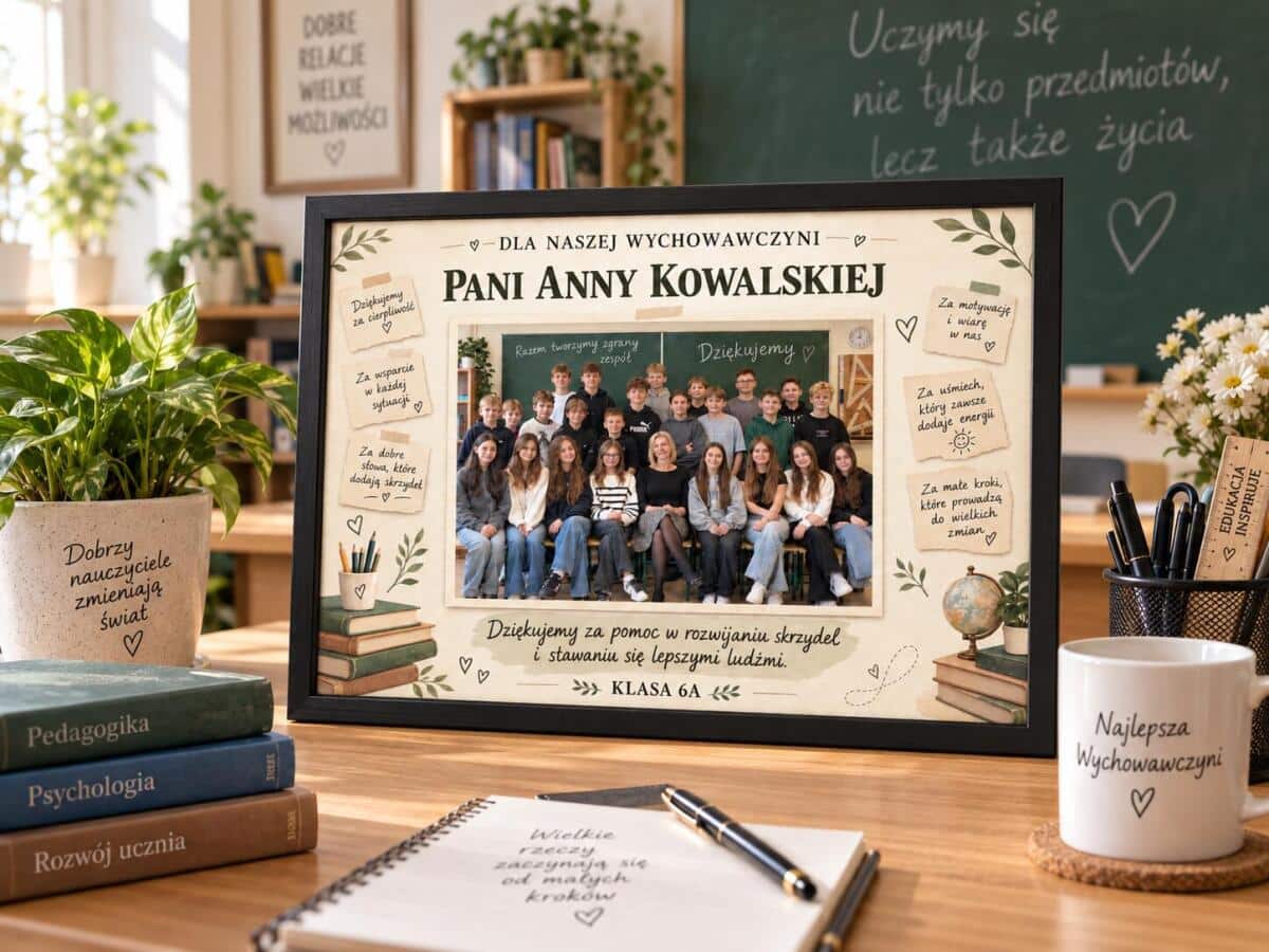 Podziękowanie dla wychowawcy od klasy- Plakat ze zdjęciem | Prezent na Dzień Nauczyciela 39065 - zdjęcie 3