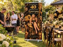 Tablica powitalna na 40 urodziny ze zdjęciem Gotowa Ścianka na czterdziestkę Roll-up 100×200 cm 39064 - miniaturka 4