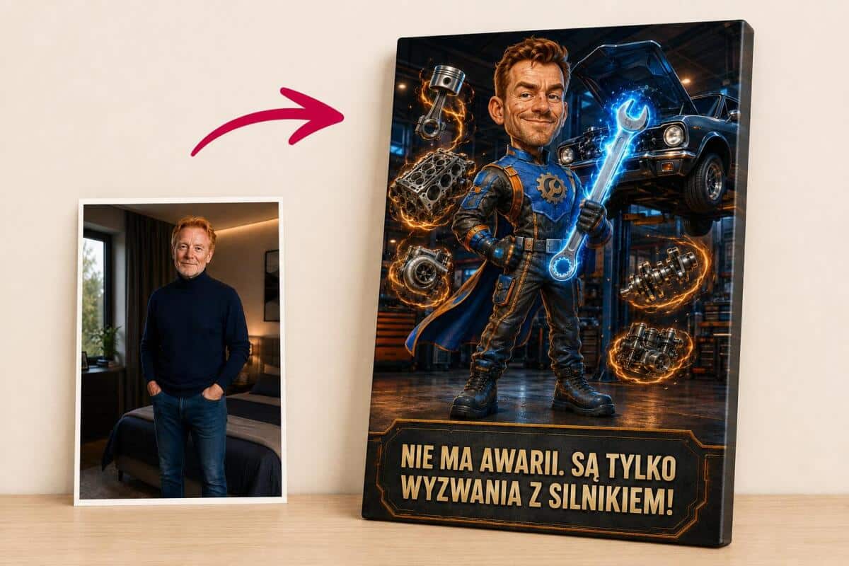 Prezent dla Mechanika na Urodziny – Obraz ze Zdjęcia „Superbohater Warsztatu” 31533
