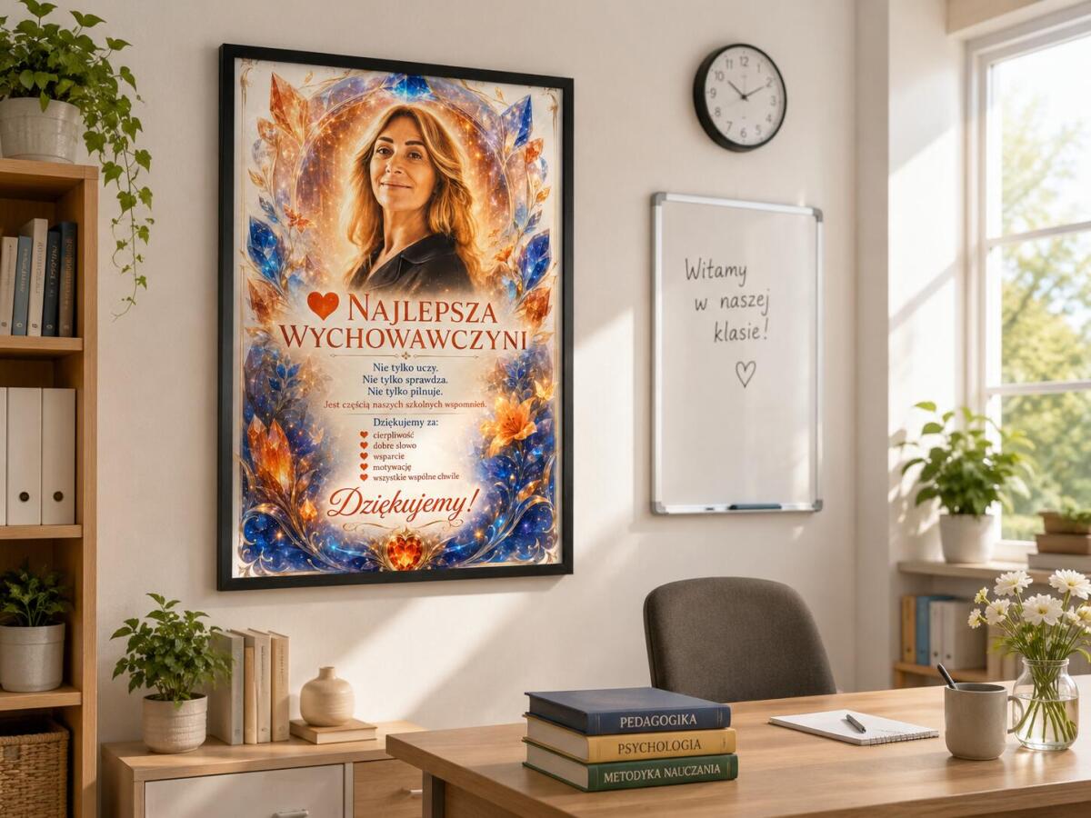 Upominek  dla Nauczycielki z okazji Dnia Nauczyciela – Plakat ze Zdjęcia NAJLEPSZA WYCHOWAWCZYNI | Wyjątkowa Pamiątka od Uczniów 82474 - zdjęcie 3