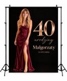 Ścianka do zdjęć na 40 urodziny kobiety 150x200 cm – czarna z różowym złotem Glamour 39058 - miniaturka 1