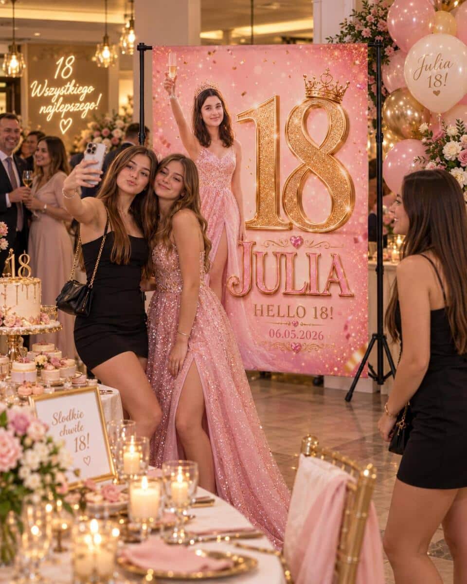 Tło Ścianka do zdjęć na 18 urodziny- Osiemnastka Glamour 150x200cm 39051 - zdjęcie 2