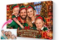 Prezent na Mikołajki dla Rodziny – Świąteczny Portret ze Zdjęcia Rodzina Elfów | Obraz na płótnie 82545 - miniaturka 2