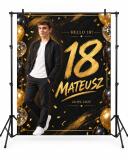 Ścianka do zdjęć na 18 urodziny chłopaka 150x200 cm – czarno-złota 39053 - miniaturka 1