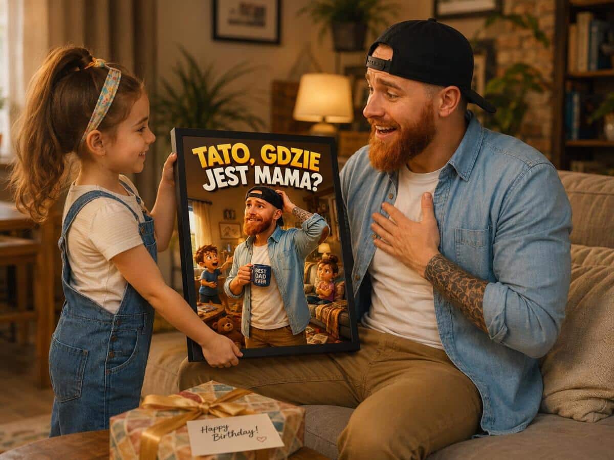 Prezent dla Taty od Dzieci – Plakat ze Zdjęciem „Tato, gdzie jest mama?” 82477 - zdjęcie 5