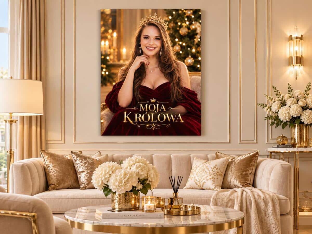 Prezent dla Dziewczyny na Święta – Glamour Portret ze Zdjęcia Moja Królowa | Obraz na płótnie 82569 - zdjęcie 3