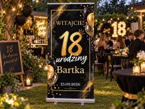 Tablica powitalna na 18 urodziny z imieniem i datą Ścianka na osiemnastkę Duży Roll-up 100×200 cm 39062 - miniaturka 3