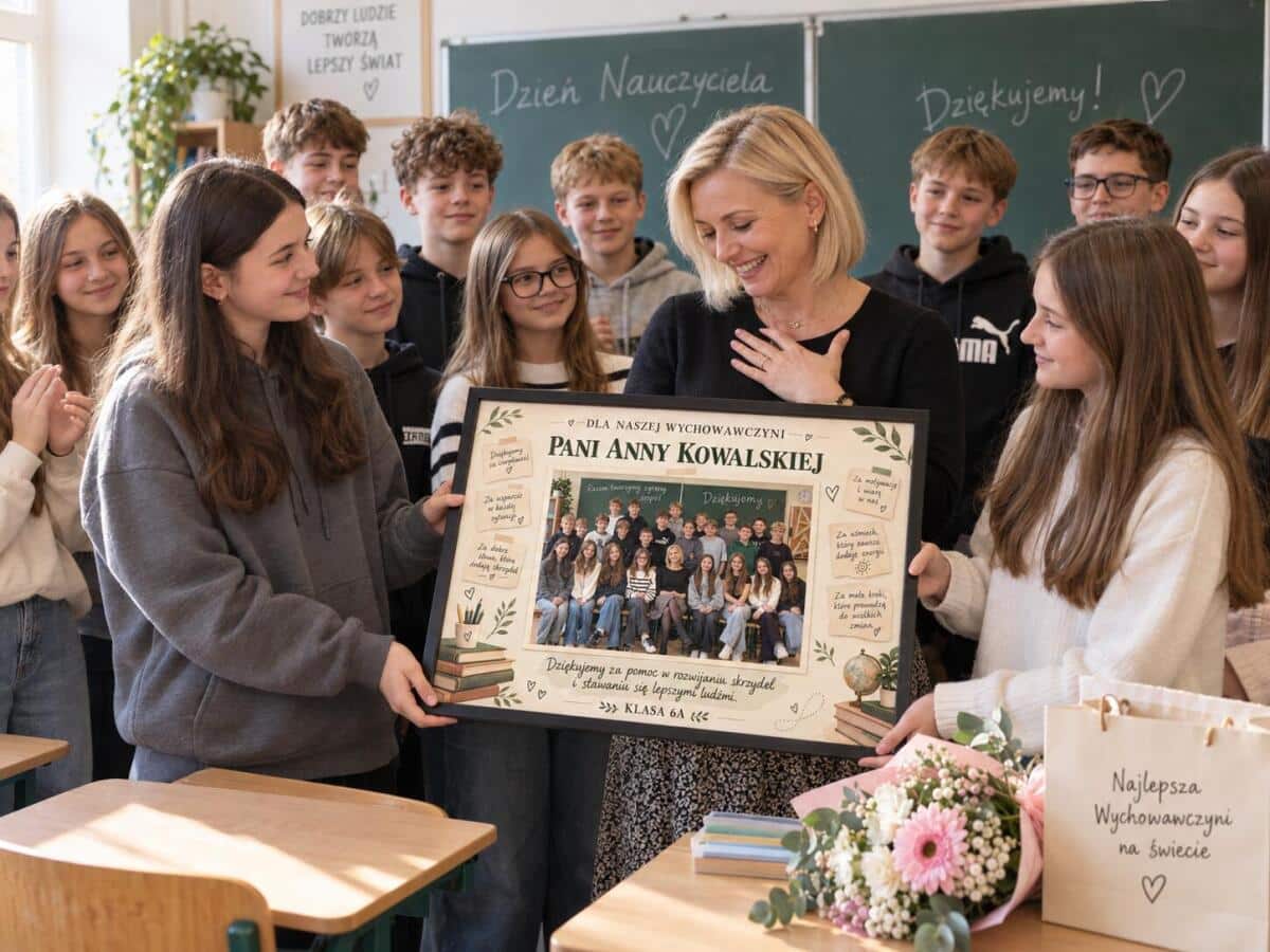 Podziękowanie dla wychowawcy od klasy- Plakat ze zdjęciem | Prezent na Dzień Nauczyciela 39065 - zdjęcie 2
