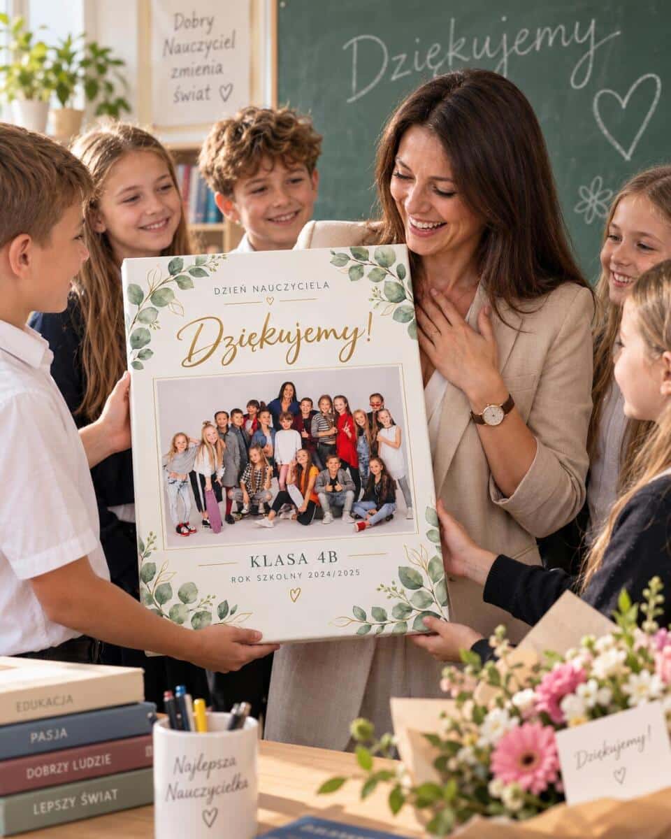 Prezent  na Dzień Nauczyciela od Całej Klasy -  Obraz ze Zdjęciem Klasowym 82520 - zdjęcie 4