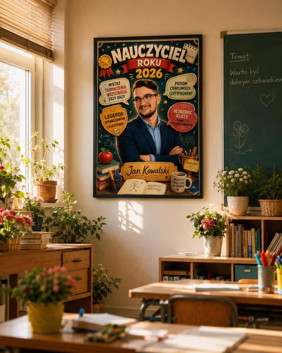 Prezent dla Nauczyciela na Dzień Nauczyciela – Plakat ze Zdjęcia | Wyjątkowa Pamiątka od Uczniów 82469 - zdjęcie 3
