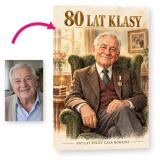 Prezent na 80 urodziny dla mężczyzny – karykatura ze zdjęcia 80 lat klasy 83129 - miniaturka 1
