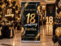Tablica powitalna na 18 urodziny z imieniem i datą Ścianka na osiemnastkę Duży Roll-up 100×200 cm 39062 - miniaturka 2