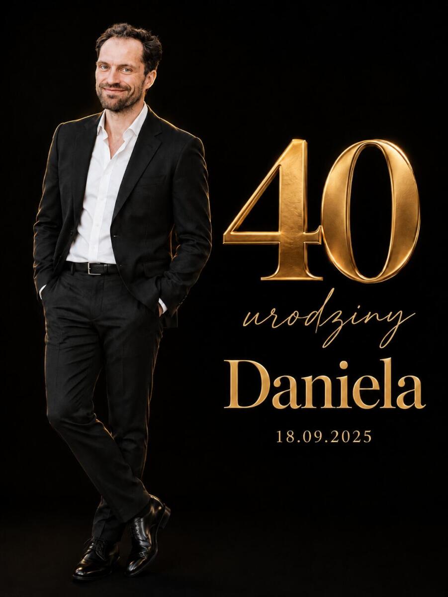 Ścianka do zdjęć na 40 urodziny mężczyzny 150x200 cm – czarno-złota elegancka 39054 - zdjęcie 5