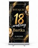 Tablica powitalna na 18 urodziny z imieniem i datą Ścianka na osiemnastkę Duży Roll-up 100×200 cm 39062 - miniaturka 1