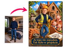 Prezent dla Budowlańca – Obraz ze Zdjęcia | Zabawny Motyw Budowlany 31518 - miniaturka 1