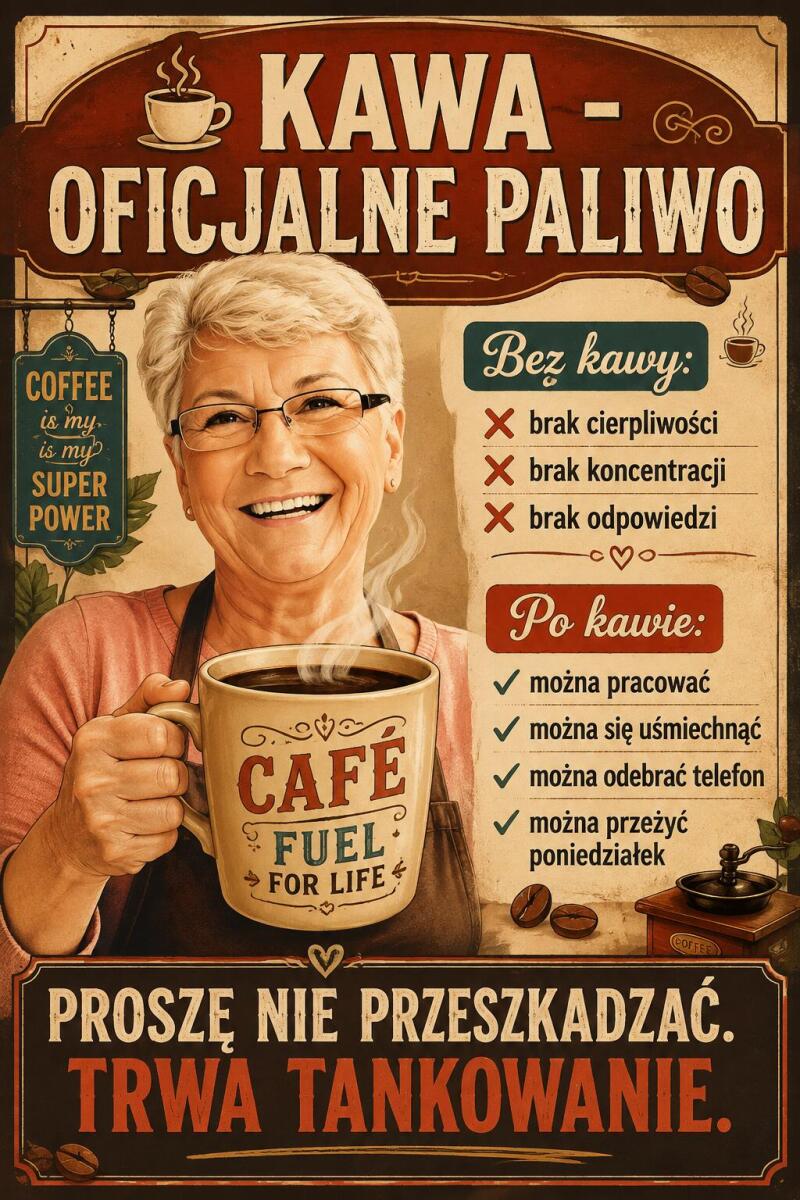 Prezent dla Kawoszki– Plakat ze Zdjęcia „Kawa oficjalne Paliwo” 82476 - zdjęcie 2