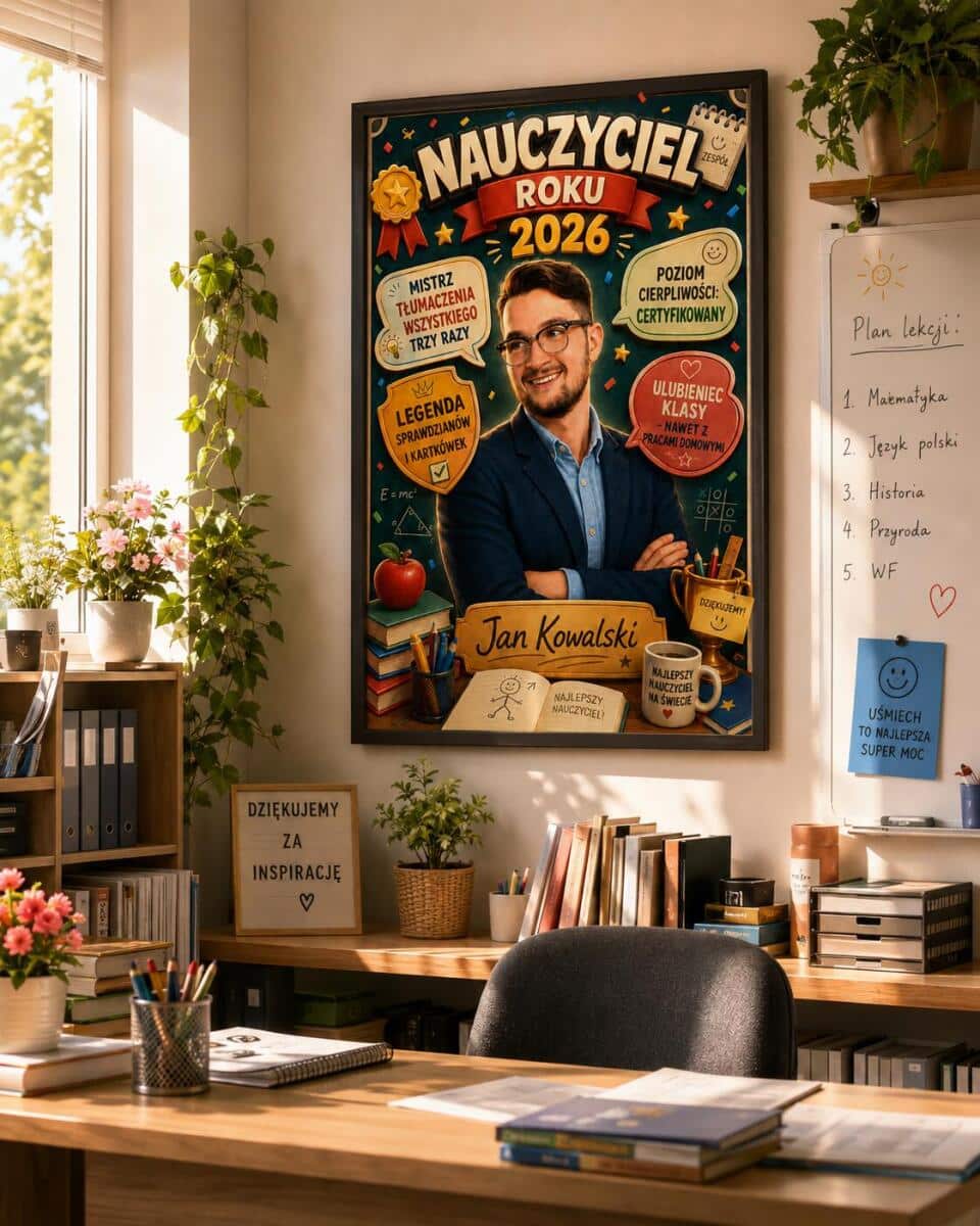 Prezent dla Nauczyciela na Dzień Nauczyciela – Plakat ze Zdjęcia | Wyjątkowa Pamiątka od Uczniów 82469 - zdjęcie 4