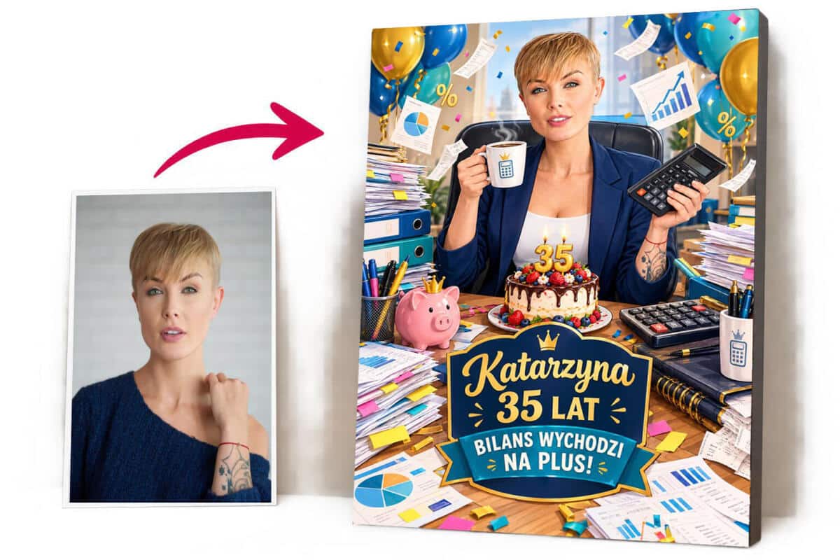 Obraz ze zdjęcia dla księgowej na urodziny – humorystyczna karykatura z imieniem i wiekiem  82511 - zdjęcie 2