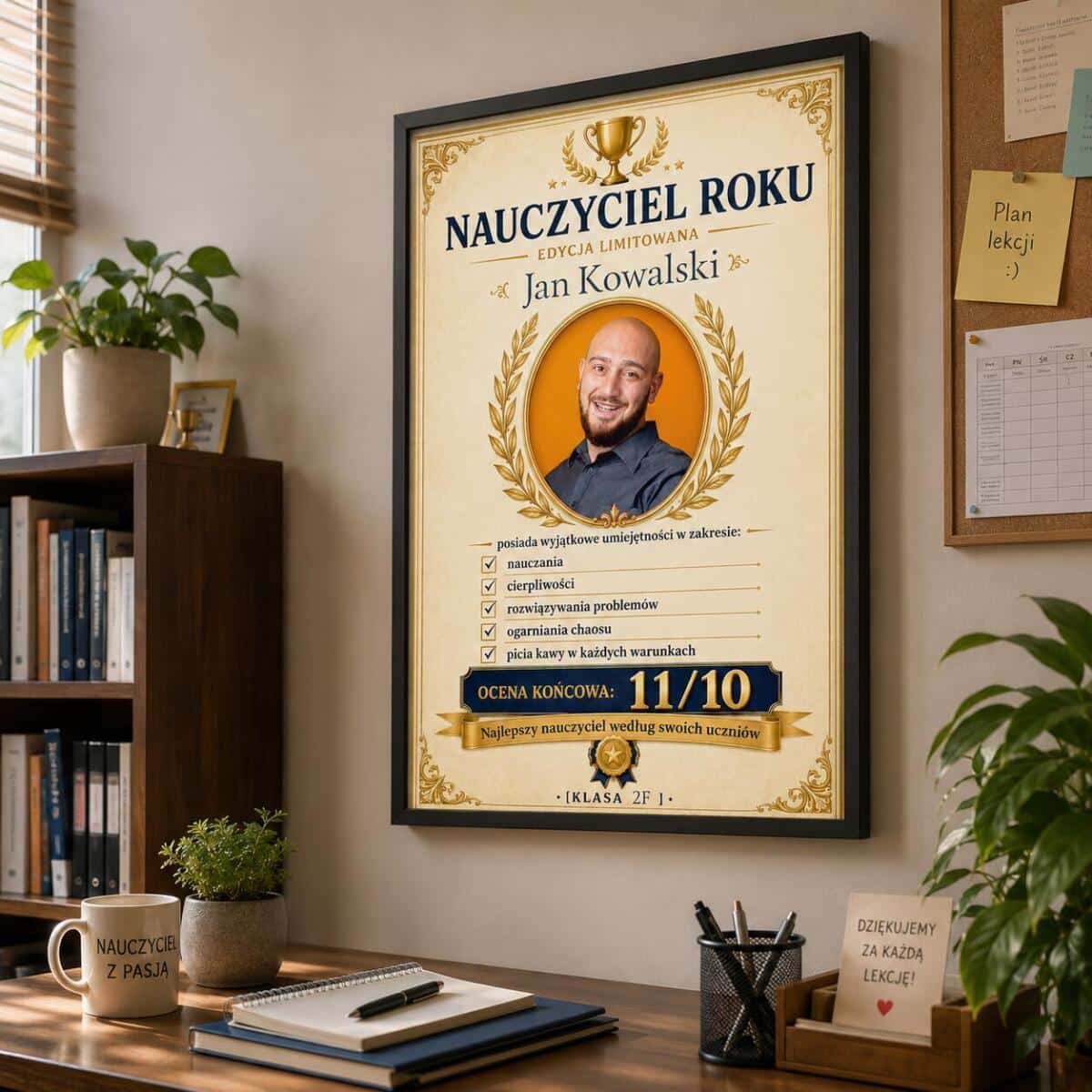 Prezent dla Najlepszego Nauczyciela na Dzień Nauczyciela – Plakat ze Zdjęcia Certyfikat| Wyjątkowy upominek od Uczniów 82472 - zdjęcie 3