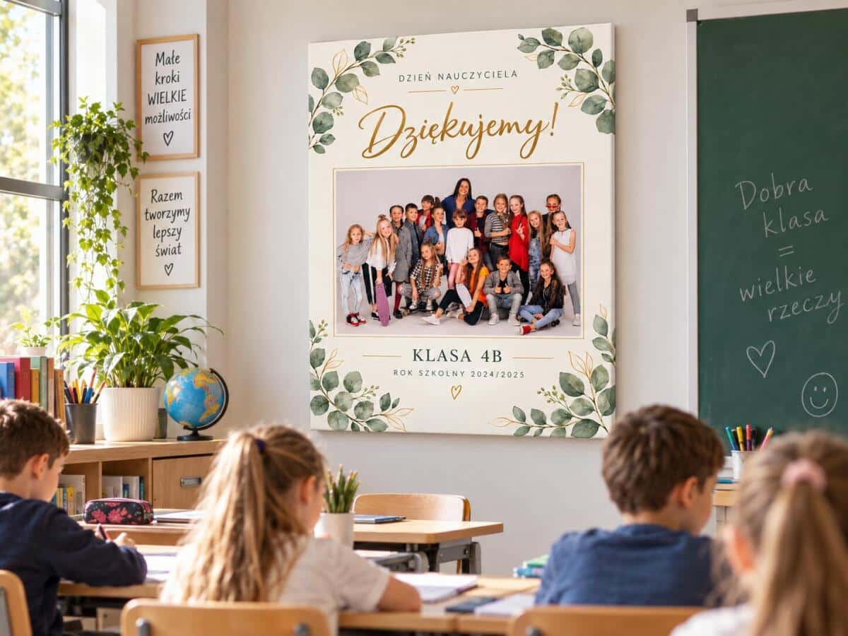 Prezent  na Dzień Nauczyciela od Całej Klasy -  Obraz ze Zdjęciem Klasowym 82520 - zdjęcie 3