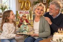 Prezent na 70 Urodziny dla Kobiety – Obraz na Płótnie ze Zdjęcia „70 Lat i Wciąż na Chodzie” | Jubilatka na Skuterze Retro 83127 - miniaturka 5