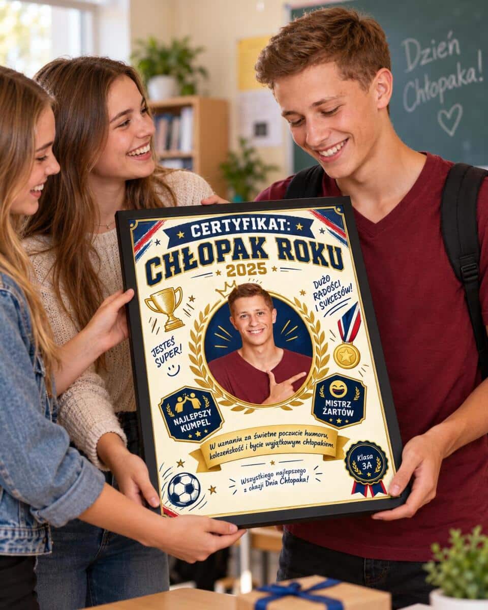 Prezent na Dzień Chłopaka od Klasy – Plakat ze Zdjęcia Certyfikat Chłopaka Roku 82535 - zdjęcie 4