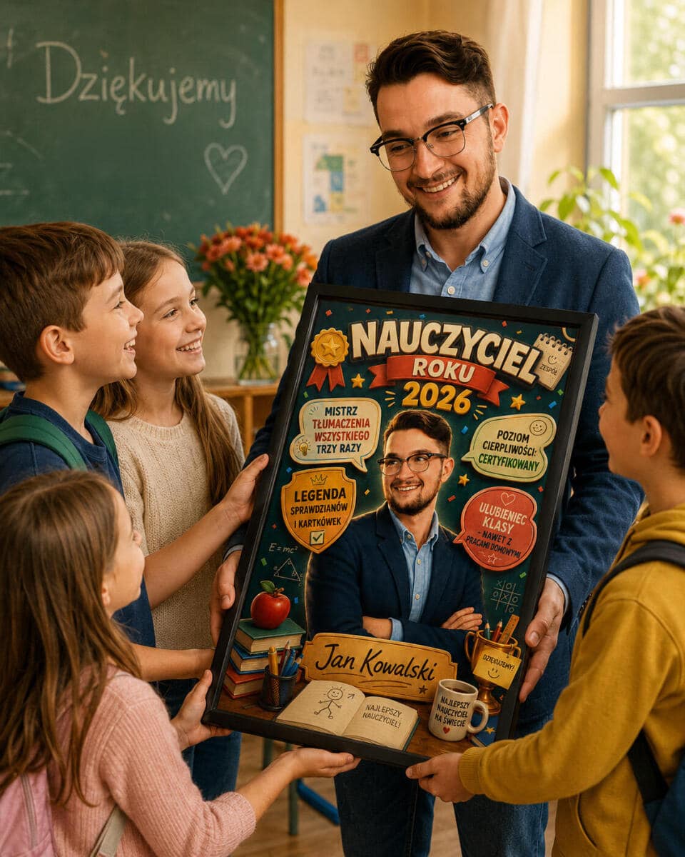 Prezent dla Nauczyciela na Dzień Nauczyciela – Plakat ze Zdjęcia | Wyjątkowa Pamiątka od Uczniów 82469 - zdjęcie 5