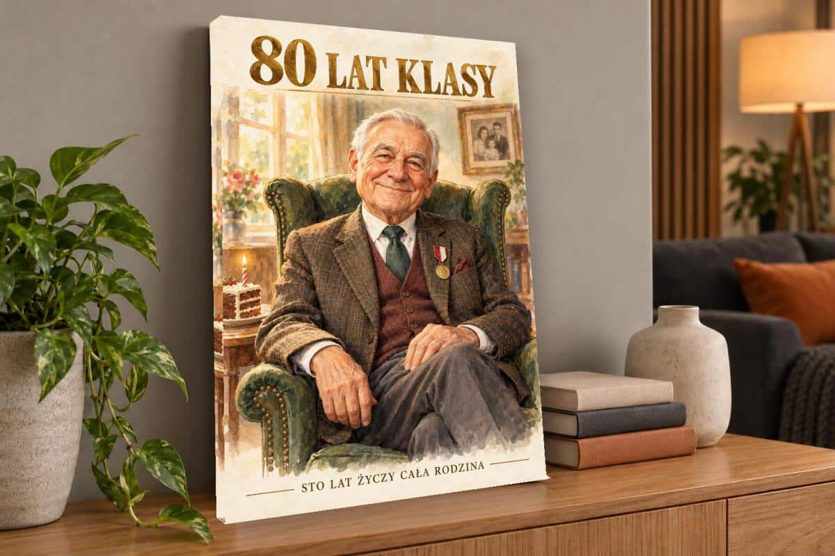 Prezent na 80 urodziny dla mężczyzny – karykatura ze zdjęcia 80 lat klasy 83129 - zdjęcie 3