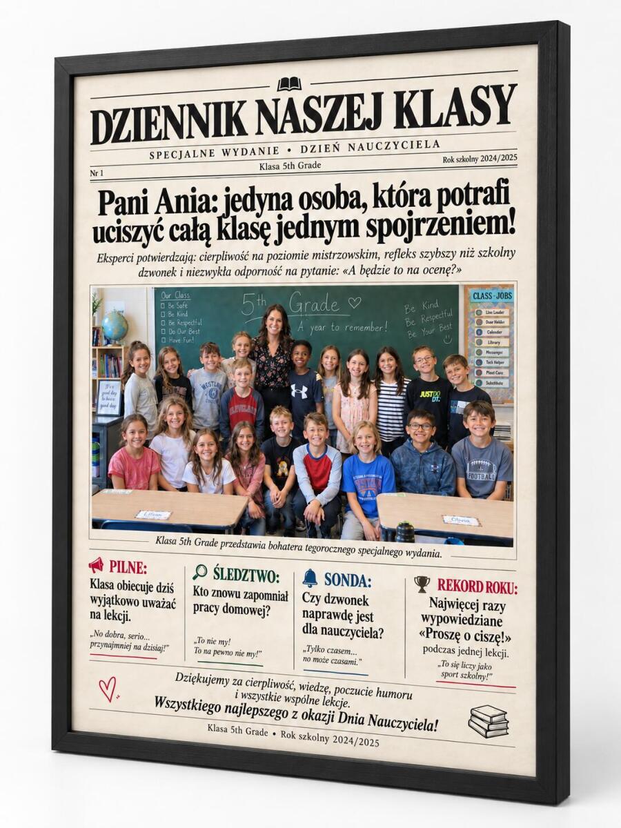 Prezent na Dzien Nauczyciela - Plakat Dziennik Naszej Klasy ze zdjęciem klasowym 82524