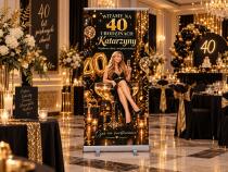 Tablica powitalna na 40 urodziny ze zdjęciem Gotowa Ścianka na czterdziestkę Roll-up 100×200 cm 39064 - miniaturka 2