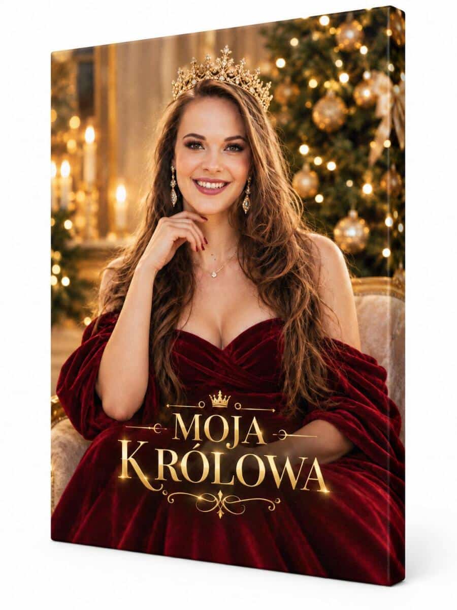 Prezent dla Dziewczyny na Święta – Glamour Portret ze Zdjęcia Moja Królowa | Obraz na płótnie 82569