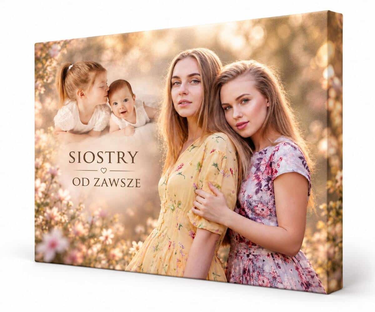 Prezent dla Siostry na Święta – Portret ze Zdjęć  Kiedyś i Dziś | Obraz na płótnie 82571