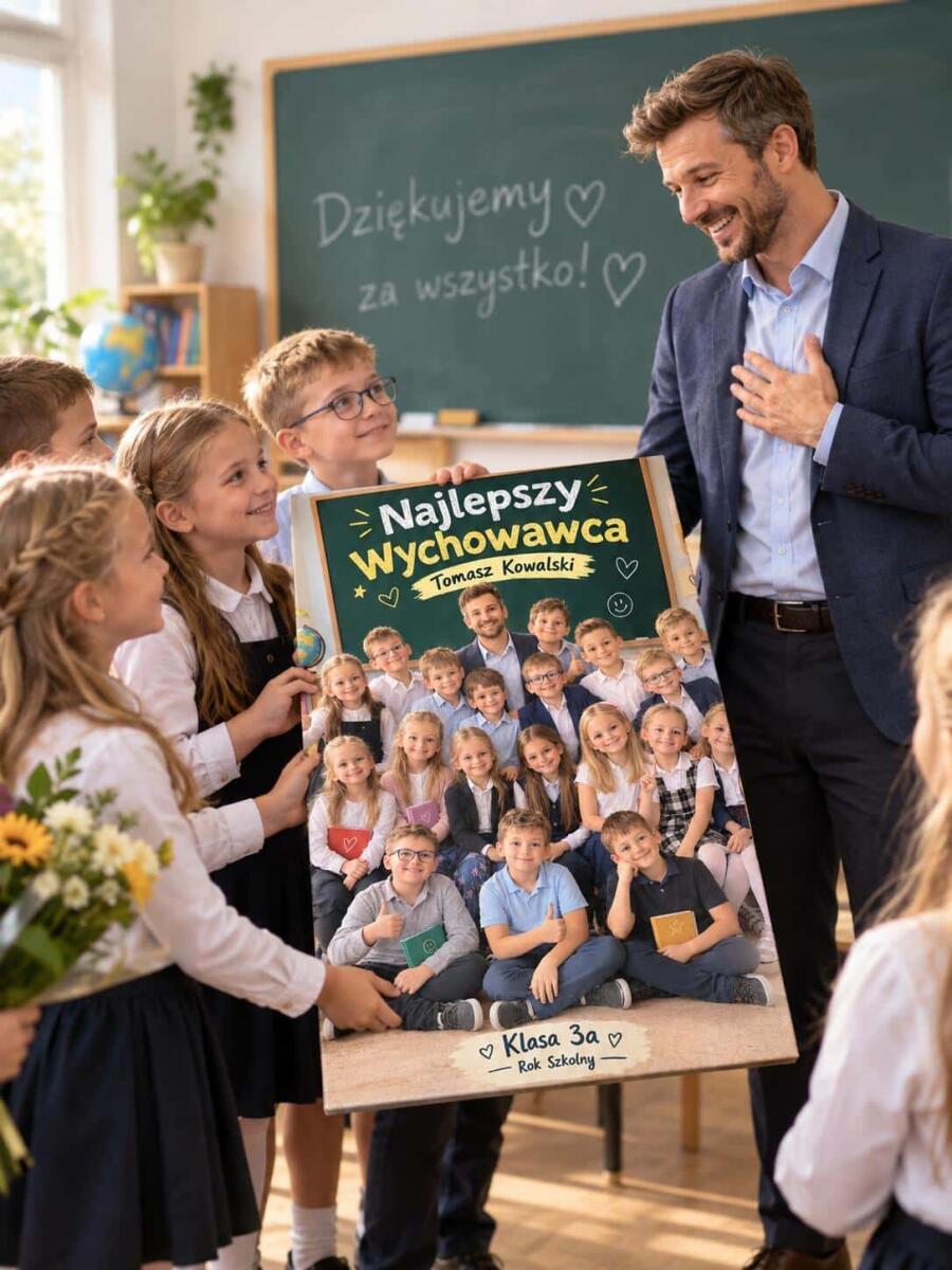 Prezent  na Dzień Nauczyciela dla Najlepszego Wychowawcy od Całej Klasy -  Obraz ze Zdjęciem Klasowym 82521 - zdjęcie 4