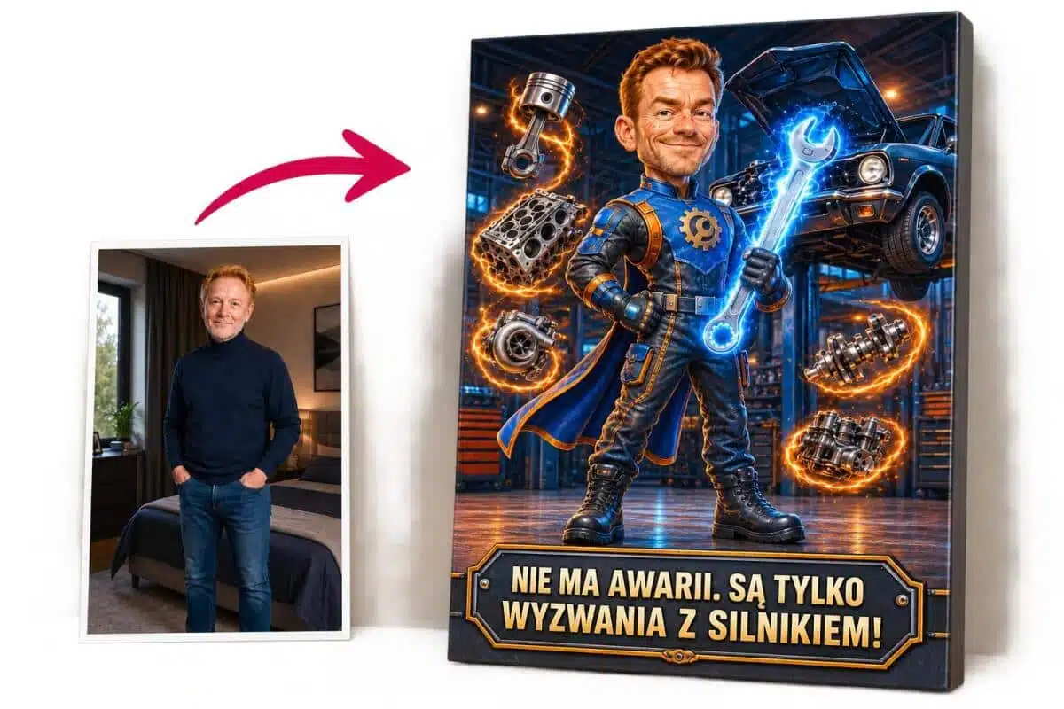 Prezent dla Mechanika na Urodziny – Obraz ze Zdjęcia „Superbohater Warsztatu” 31533