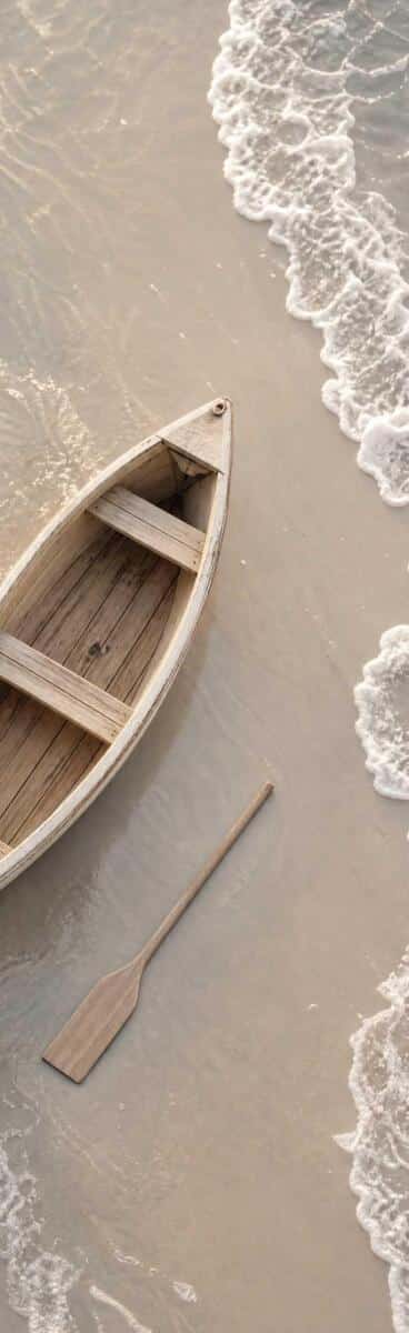 Wąski Obraz na płótnie- Łódka na Plaży | Beżowy Obraz do Sypialni coastal, boho 96016 - zdjęcie 6