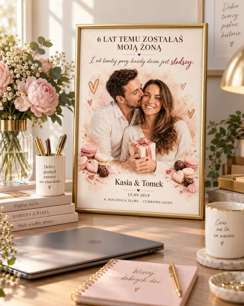 Plakat ze zdjęcia- Prezent od Męża na 6 Rocznicę Ślubu | Upominek na Cukrowe Gody dla Żony 39048 - zdjęcie 4