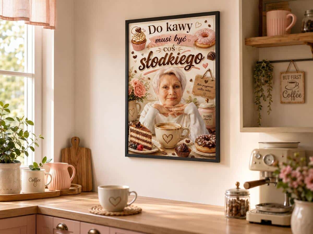 Prezent dla Miłośnika Kawy i Słodyczy – Plakat ze Zdjęcia „Do Kawy Musi Być Coś Słodkiego” 82478 - zdjęcie 3